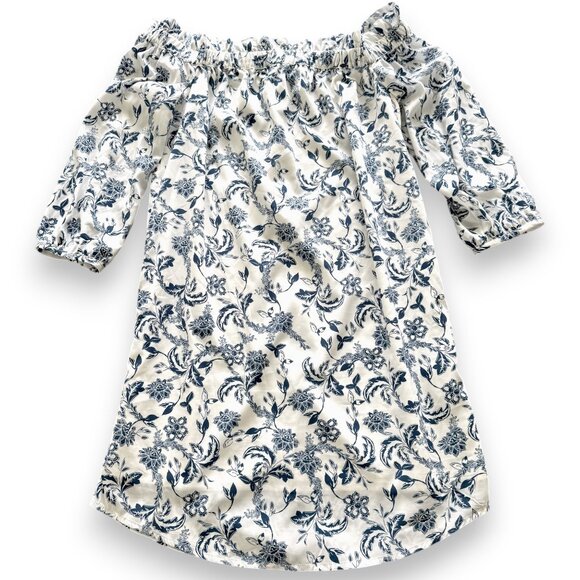 Banana Republic Navy and White Off Shoulder Dress. - Picture 1 of 3